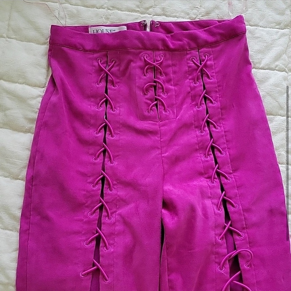 House of CB pink lace up pants. - Picture 2 of 5